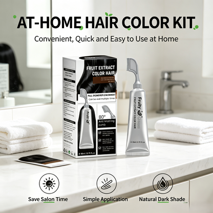 Fruit Extract Hair Dye Comb / Hair Dye Cream — Portable Home Use, Gentle Plant-Based Hair Dye, Reusable No Mix Hair Color✨