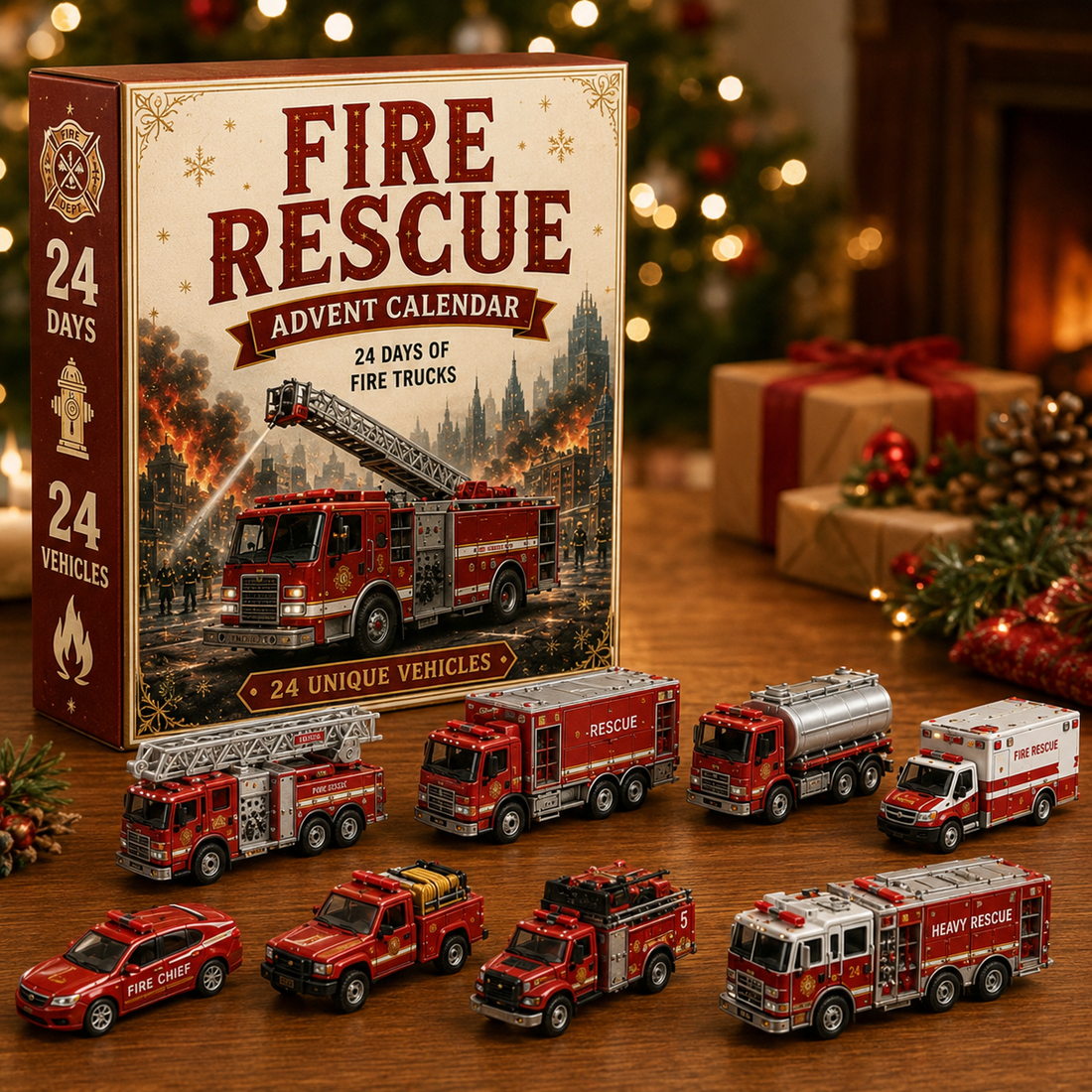 Vehicle Advent Calendar and miniature rescue vehicle gift collection
