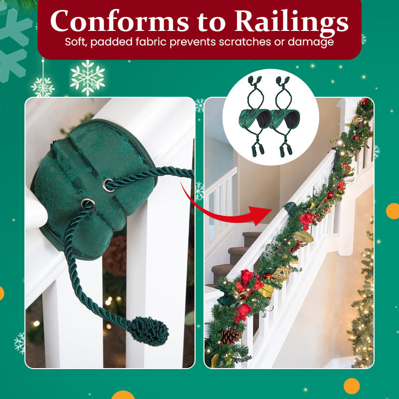 Reusable Banister Garland Ties – No-Scratch Christmas Decor Straps