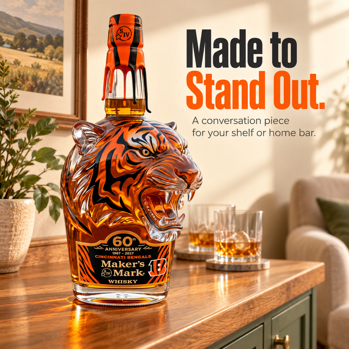 The BENGALS×Maker's Mark 60TH ANNIVERSARY Special Edition Bourbon Bottle