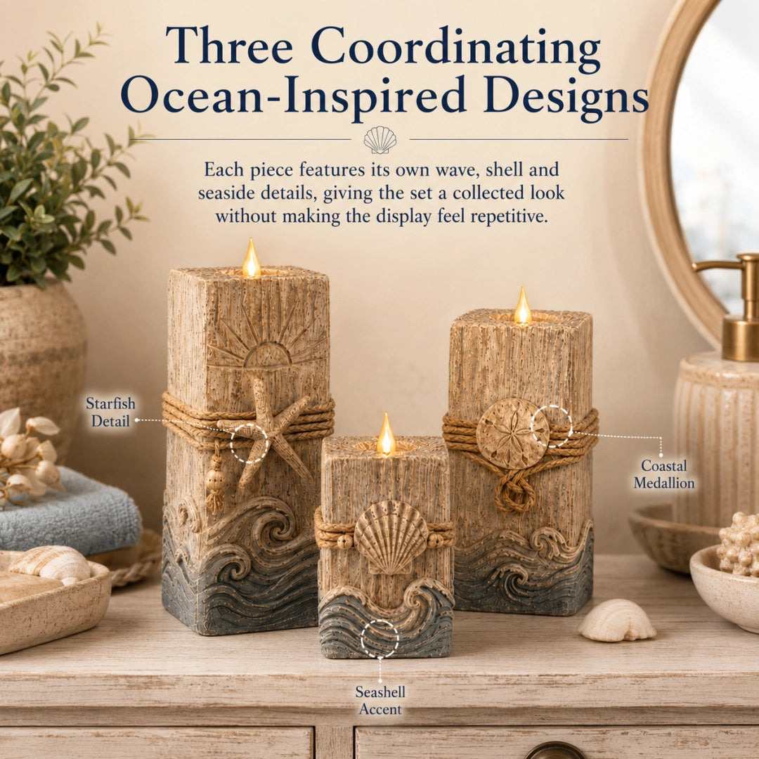 Coastal Glow LED Candle Set