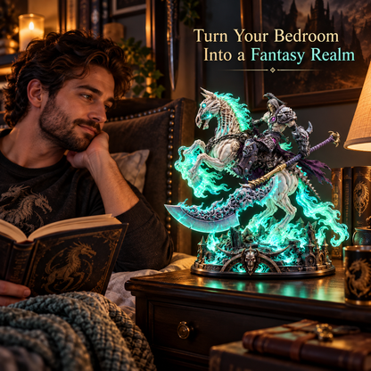 💀🔥 Wraith Rider™ Soulfire Horseman Lamp – Gothic Undead Knight Collector Light