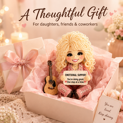 Little Emotional Support Friend – Handmade Crochet Encouragement Doll with Mini Guitar