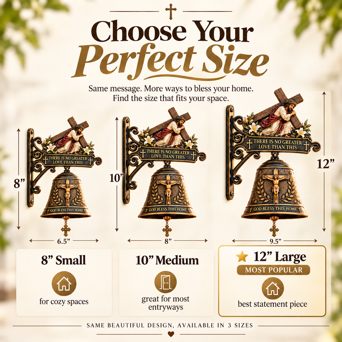 Christian Home Blessing Bell – Jesus Cross Wall Decor for Entryway & Porch