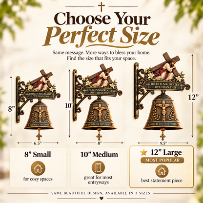 Christian Home Blessing Bell – Jesus Cross Wall Decor for Entryway & Porch