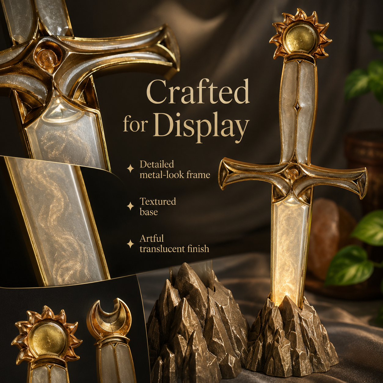 Enchanted Relic Glow Sword – Mystical Fantasy Light-Up Display Decor