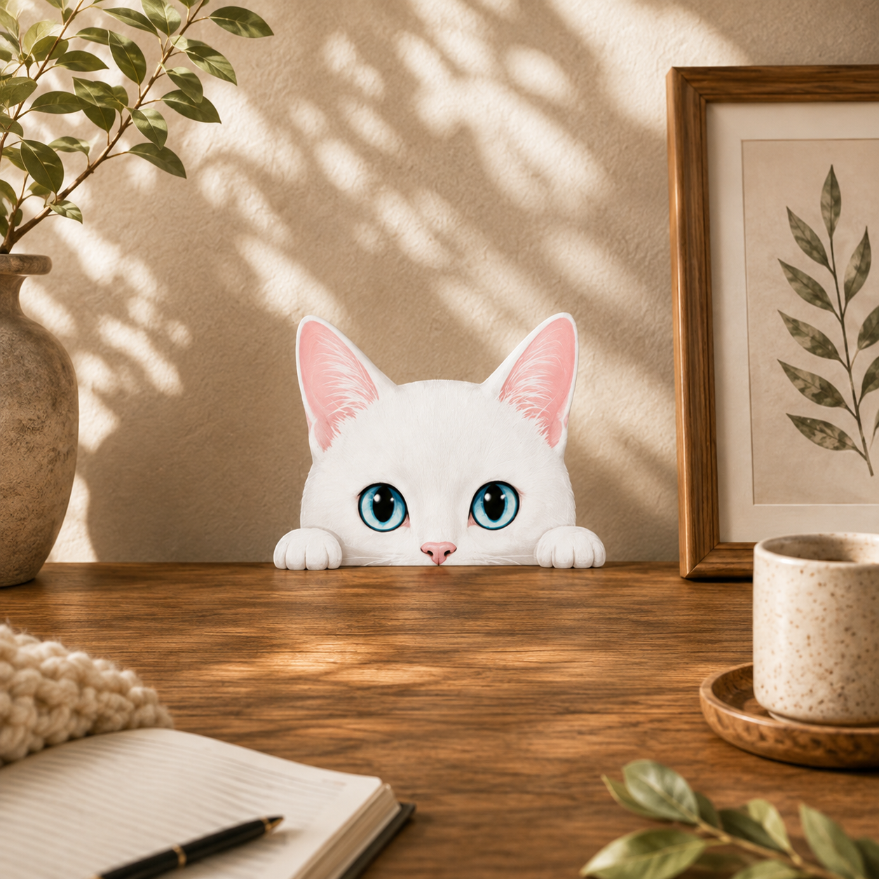 Peeking Cat Shelf Sitter Decor