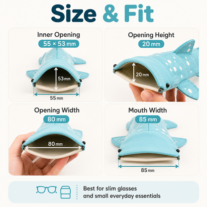 Cute Shark Wide-Mouth Glasses Case