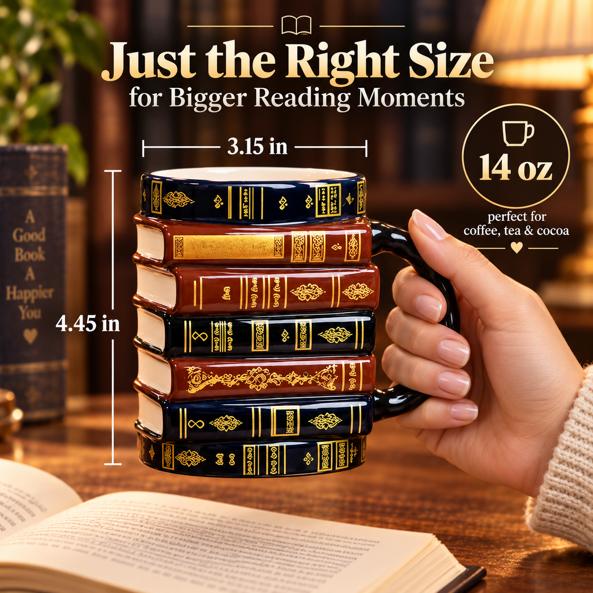Vintage Book Stack Mug – Cozy Ceramic Gift for Book Lovers