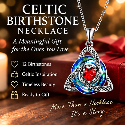 Celtic Heart Birthstone Necklace – Personalized Birth Month Gift