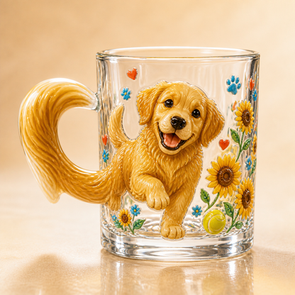 3D Animal Glass Mug with Sculpted Tail Handle