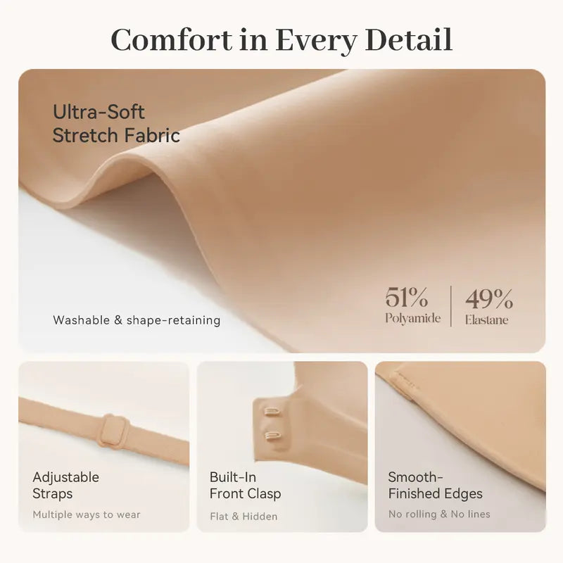 Stay-Up Strapless Front Closure Support Bra – No-Slip Lift & Smooth Side Fit