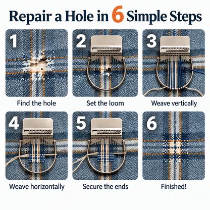 Visible Mending Loom Kit – Easy DIY Clothing Repair & Creative Darning Tool