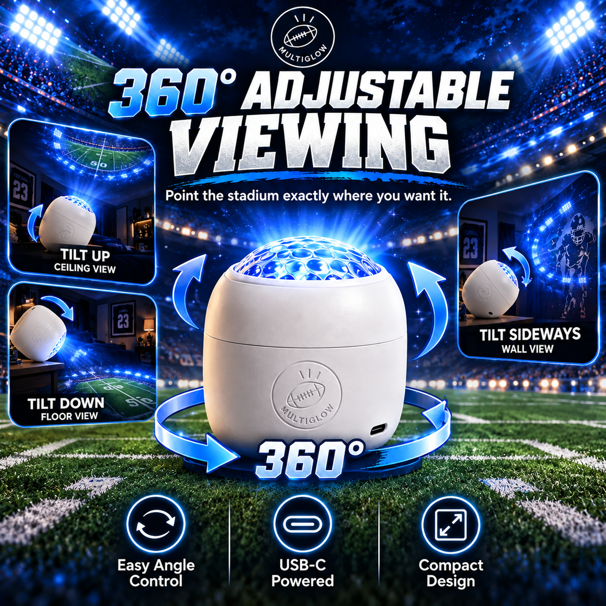 360 degree adjustable football projector