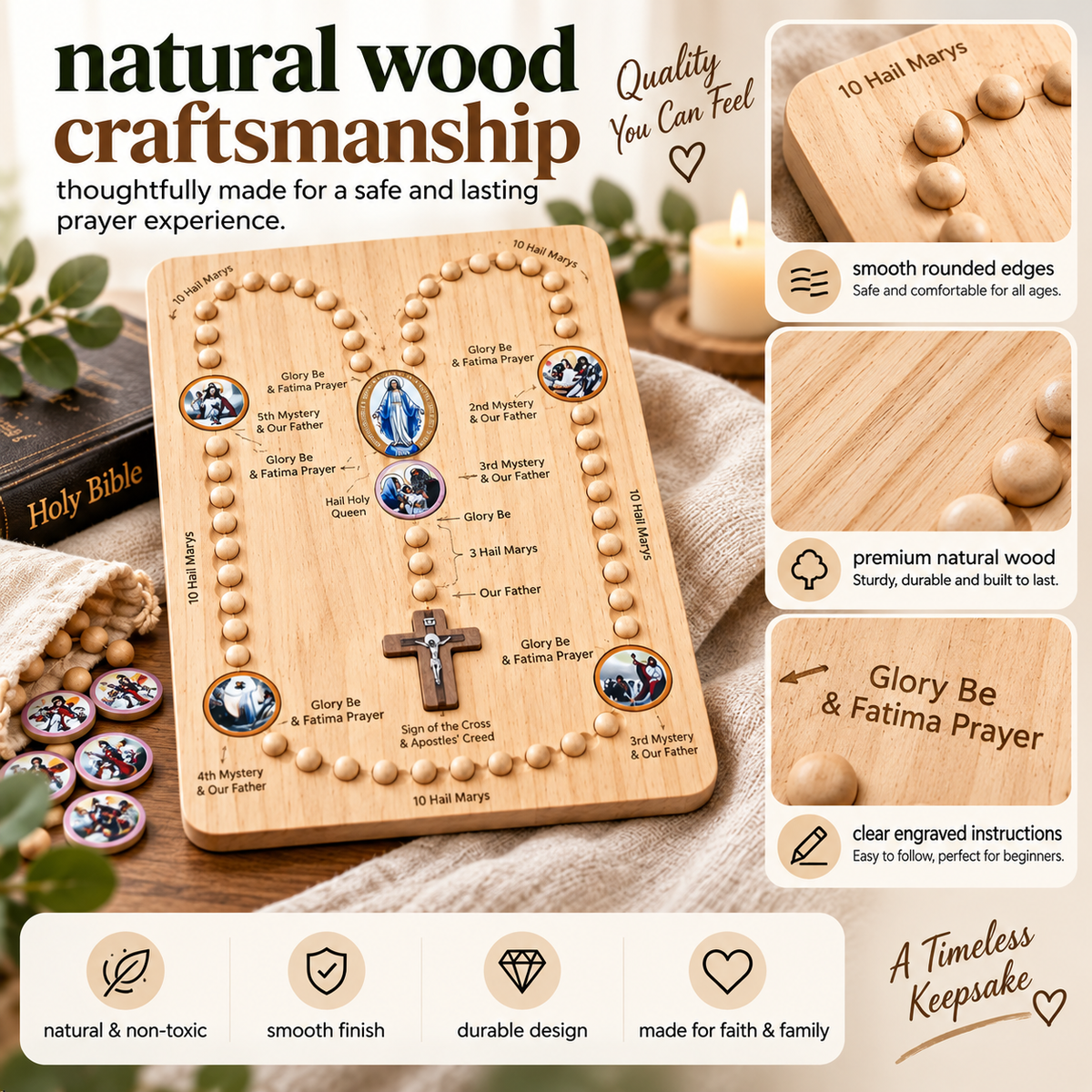 Catholic Rosary Prayer Board for Kids & Families – Hands-On Faith Learning Kit