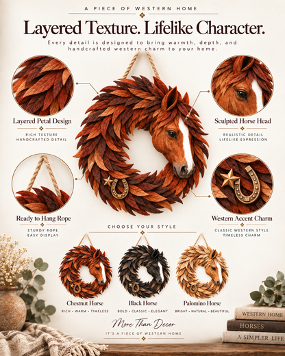 Rustic Horse Head Wreath – Western Farmhouse Wall & Door Decor