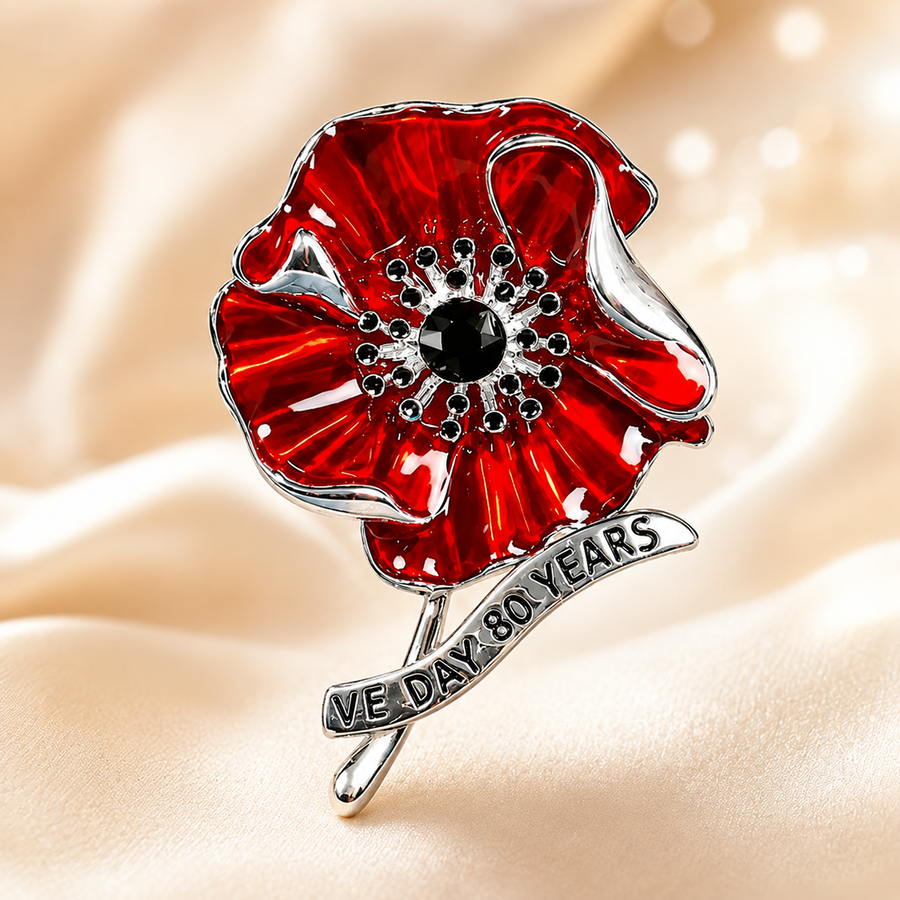VE Day 80 Years poppy brooch