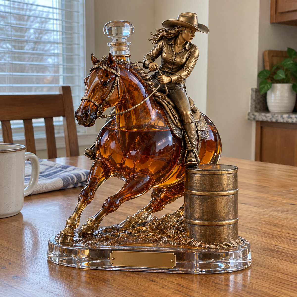 Western Spirit Cowgirl Barrel Racing Whiskey Decanter