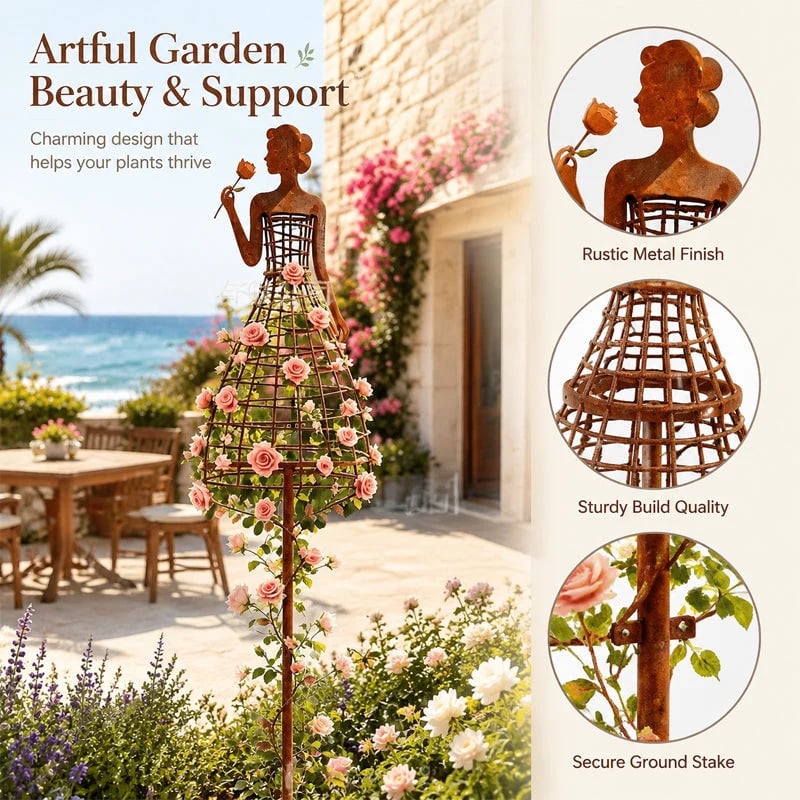 🌹💃Rust-Style Female Dress Plant Climbing Trellis - Outdoor Garden Decor(📦Buy 2 Free Shipping)
