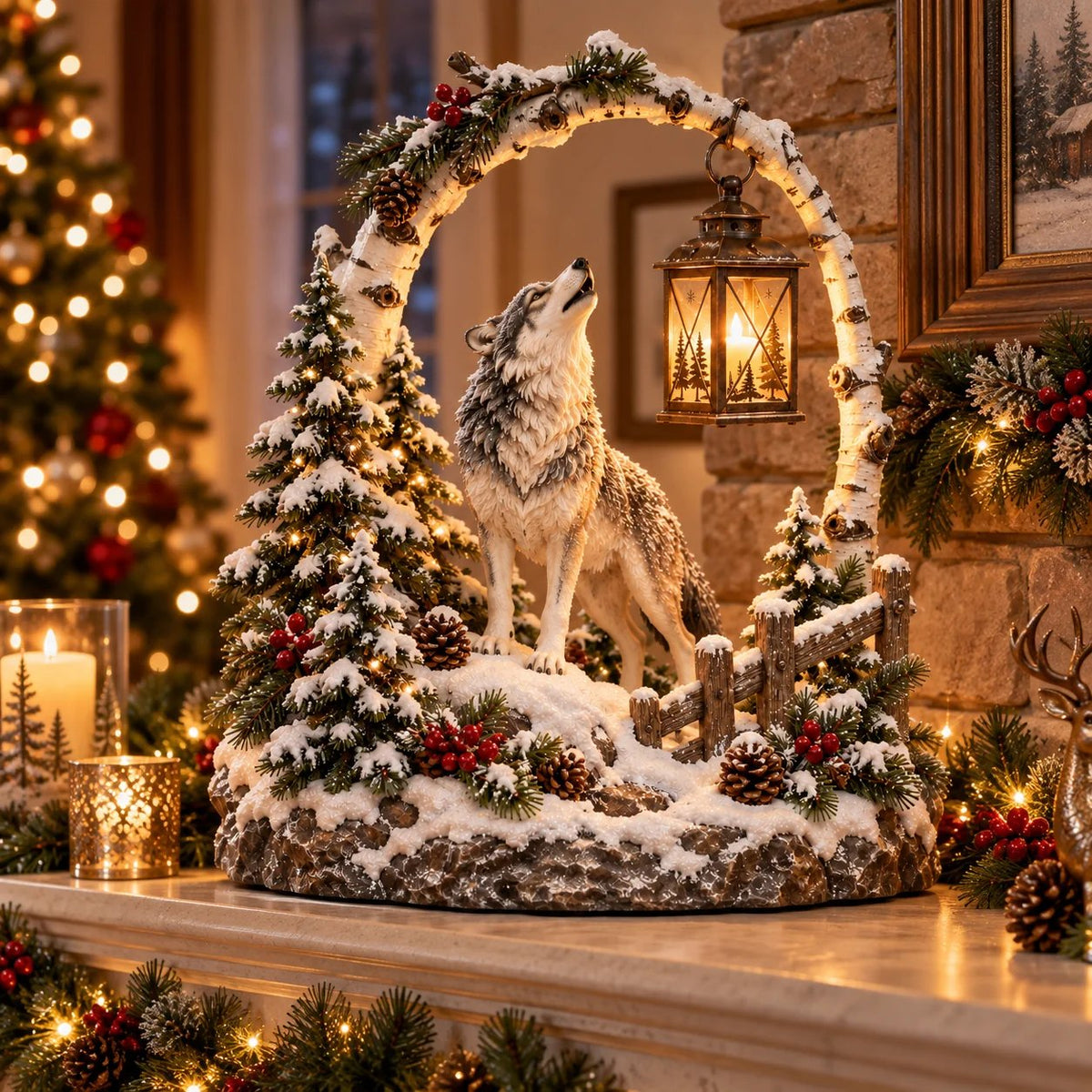 🔥LAST DAY 50% OFF - 🐻Woodland Bear Family Lantern – Lighted Christmas Forest Tabletop Decor 🎄