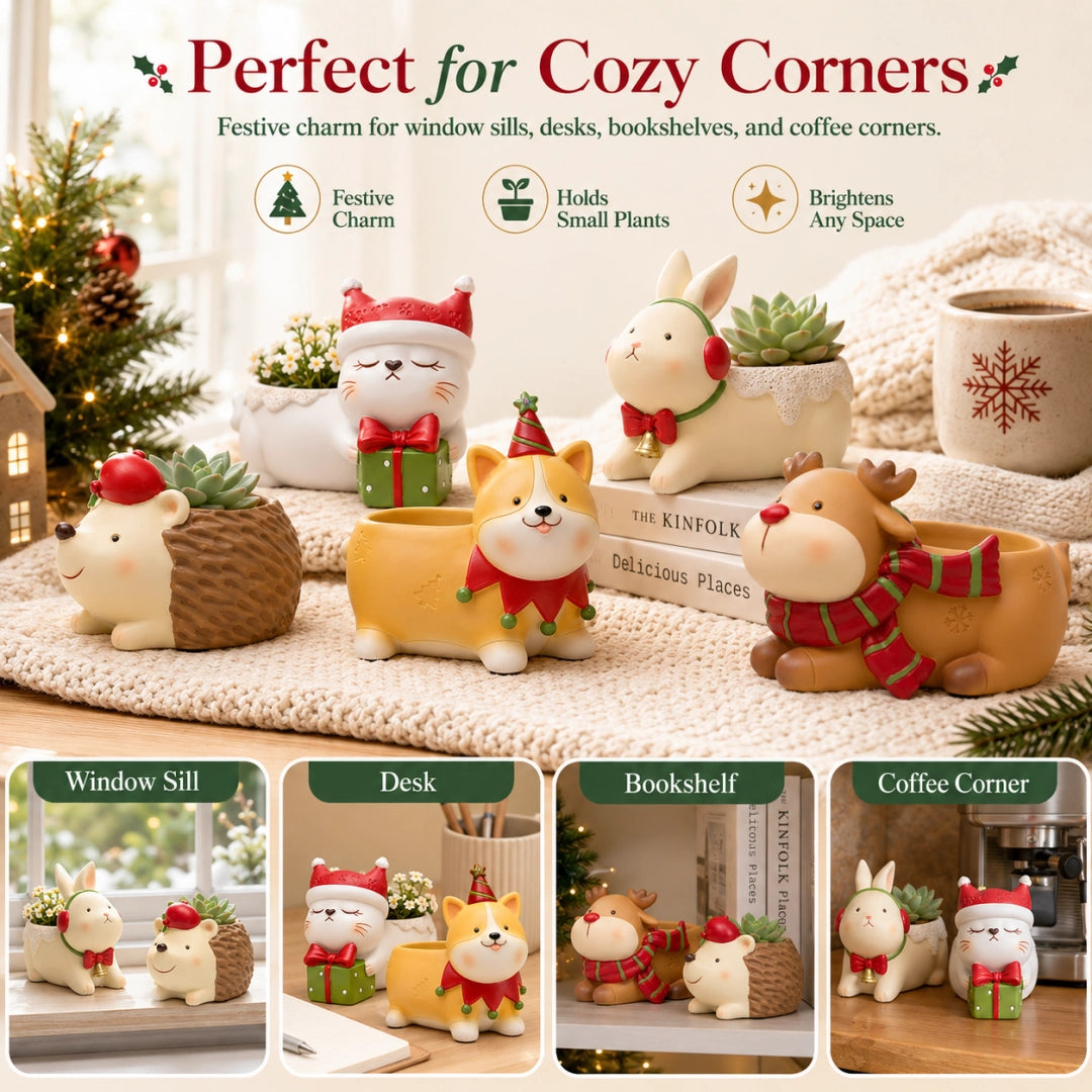 🌿Whimsical Christmas Animal Succulent Planters