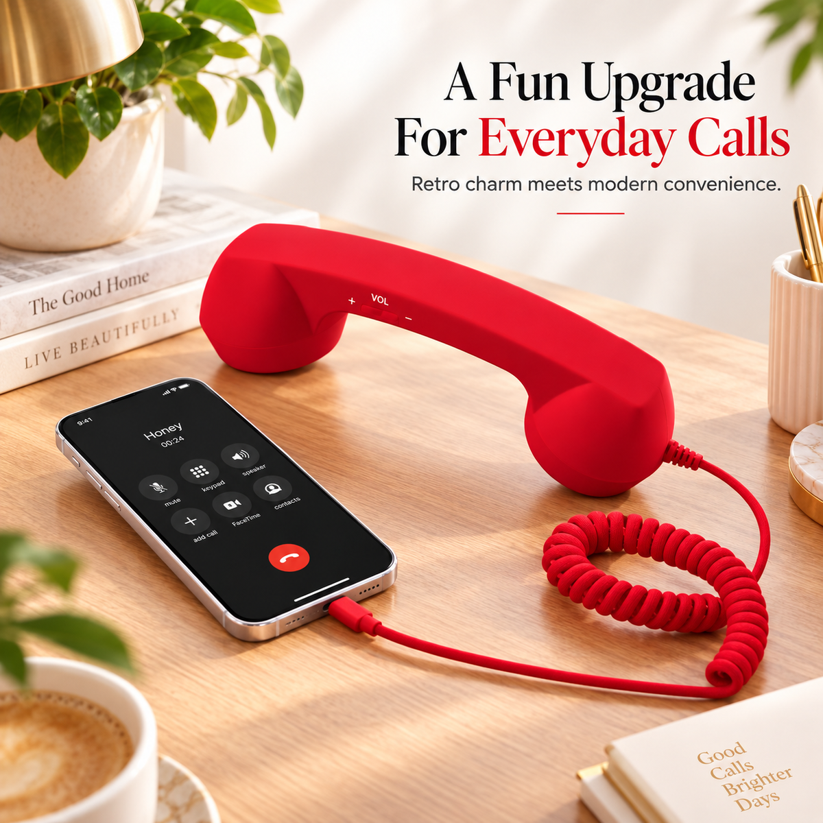📞Vintage Select Bluetooth Phone Handset - Wireless/Wired and USB Phone Receiver for Comfortable Calls, Bluetooth/Type-c Port📞