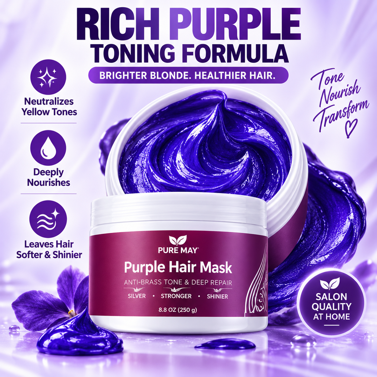 Anti-Yellowing Purple Hair Mask 💜 Say goodbye to Red Highlights! 💜