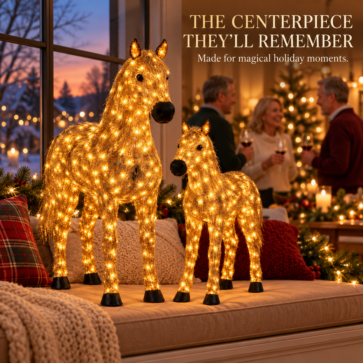 🐴✨ Illuminated Christmas Set With Two Horses