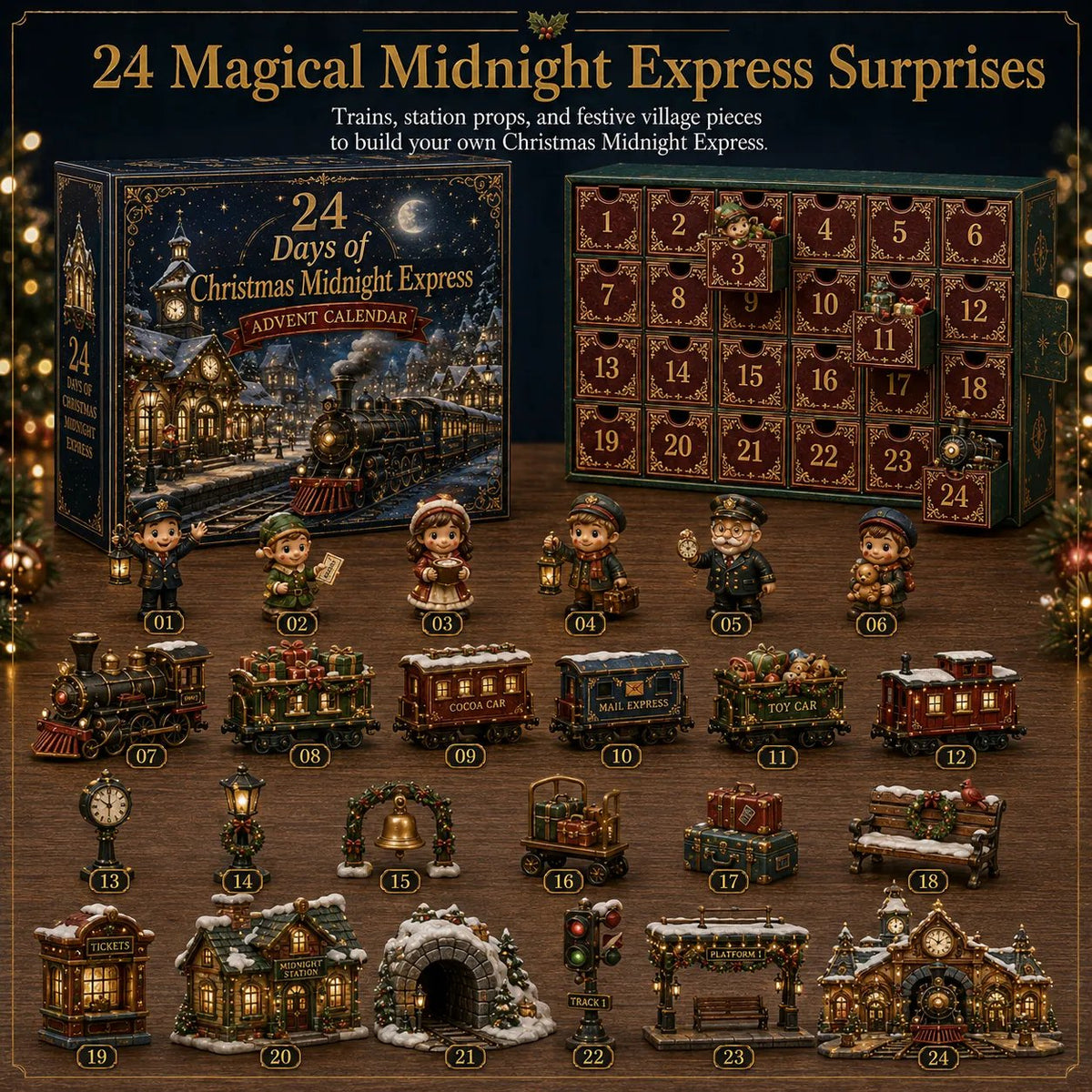 ⏳ Last Day 49% OFF – 🎄24 Days Of Christmas Village Friends Advent Calendar | 24 Unique Miniature Characters, Shops & Holiday Collectibles for a Complete Festive Village ✨