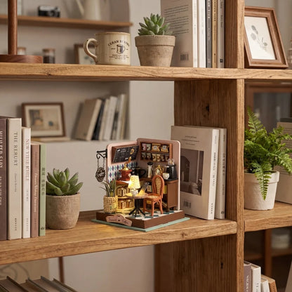 ☕✨ Cozy DIY Miniature Coffee Shop Kit – 95+ Pieces with Warm LED Light