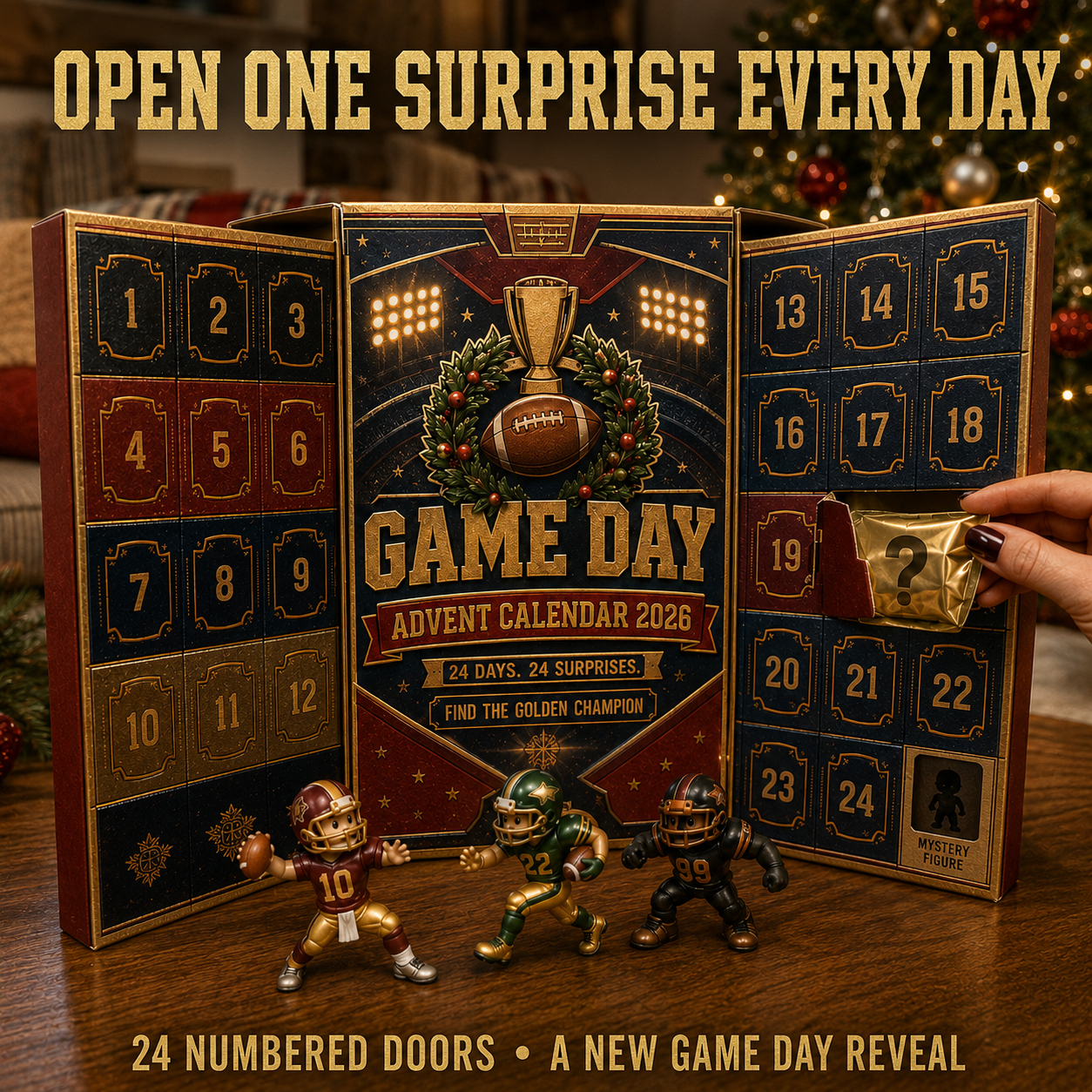 🏈 Game Day Football Advent Calendar 2026 – 24 Collectible Surprises & Hidden Golden Champion