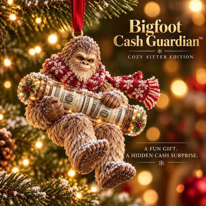 ⏰ LAST DAY SALE 49% OFF! 🎄👣 3D Bigfoot Christmas Cash Gift Ornament – Holiday Money Holder Keepsake ✨