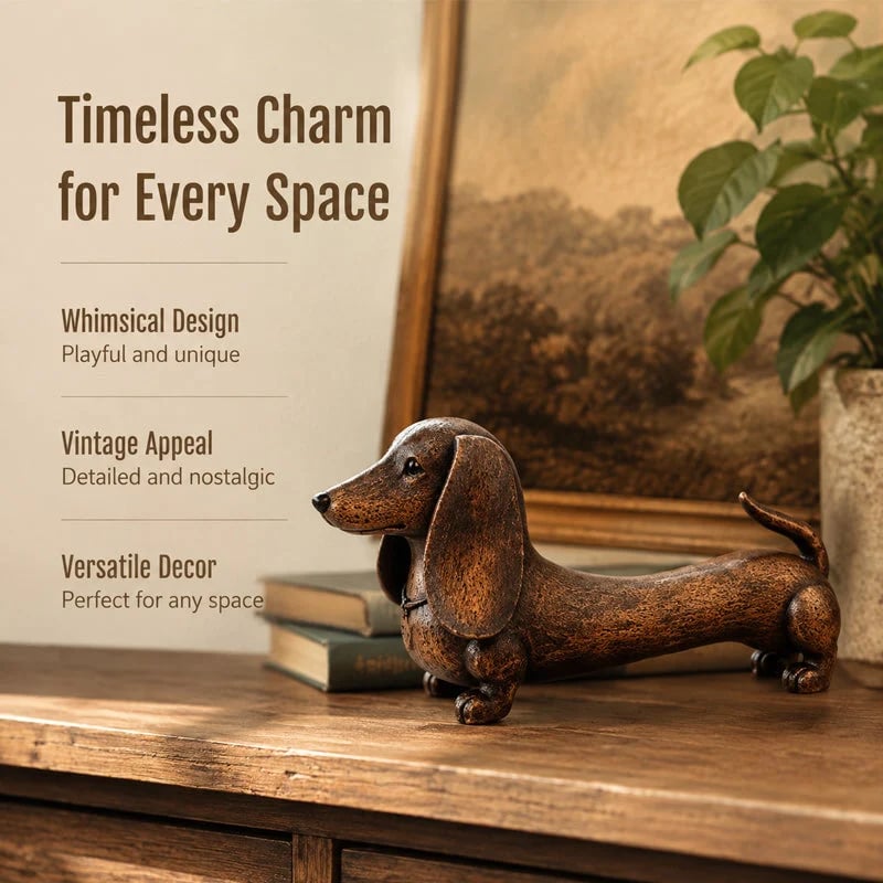 Wooden Dachshund Decor Figurine