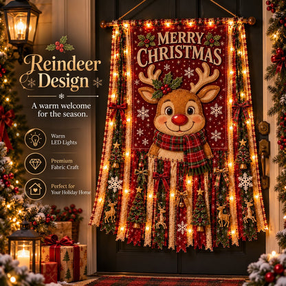 🎄 Beleuchteter Weihnachts-Türbanner – 68,6 × 127 cm, festliche Weihnachtsdekoration für Türen