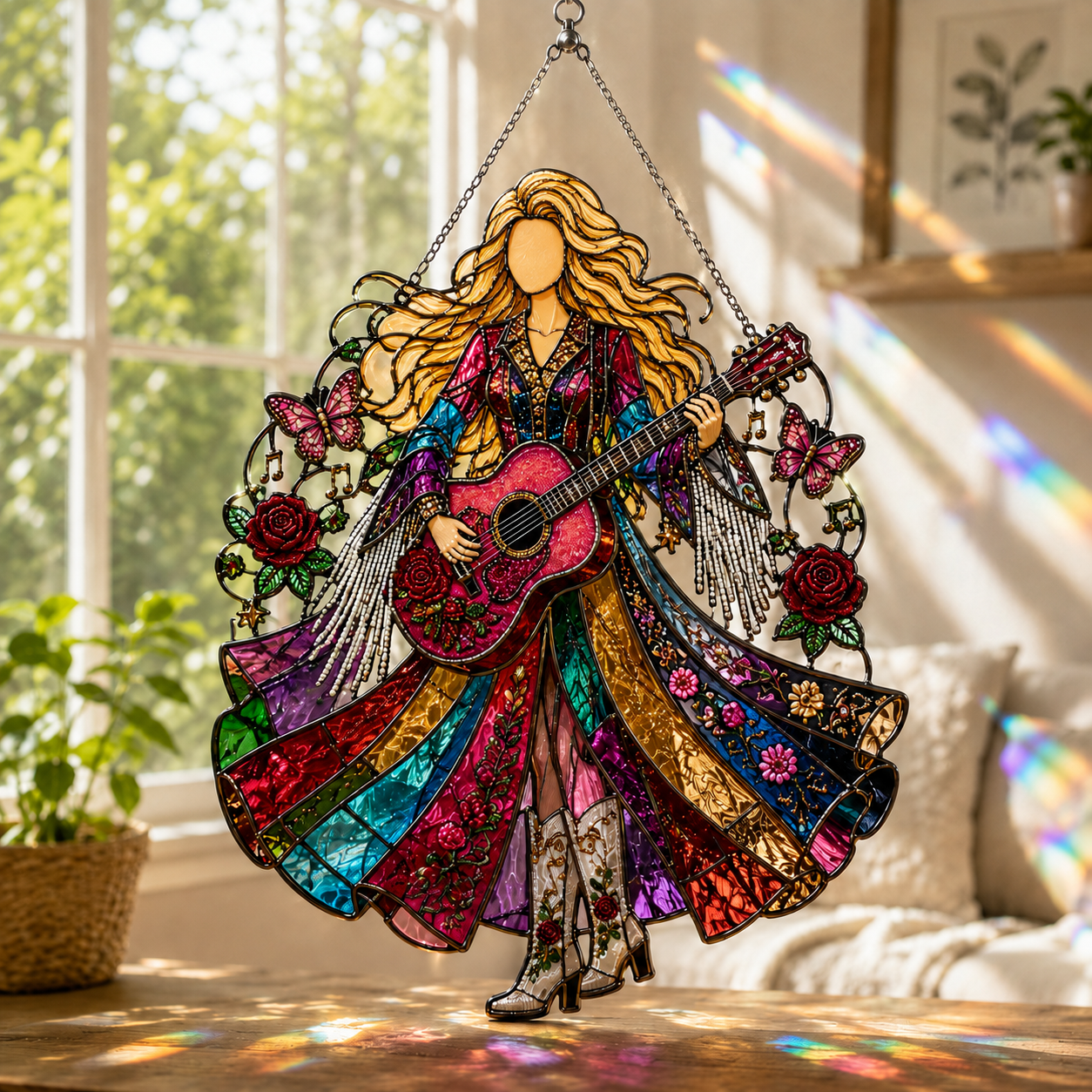 🎶✨Let the Music Shine – Country Music Inspired Stained Glass Suncatcher