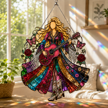 🎶✨Let the Music Shine – Country Music Inspired Stained Glass Suncatcher