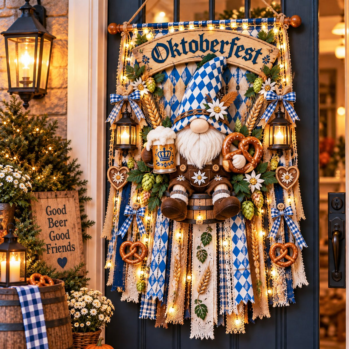 🍺Light-Up Oktoberfest Door Hanging - Bring a Little Bavaria Home✨