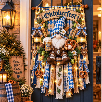 🍺Light-Up Oktoberfest Door Hanging - Bring a Little Bavaria Home✨