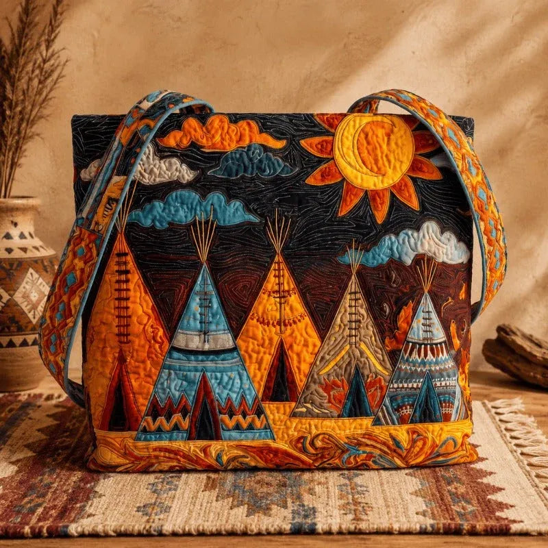 Sacred Teepee quilted tote