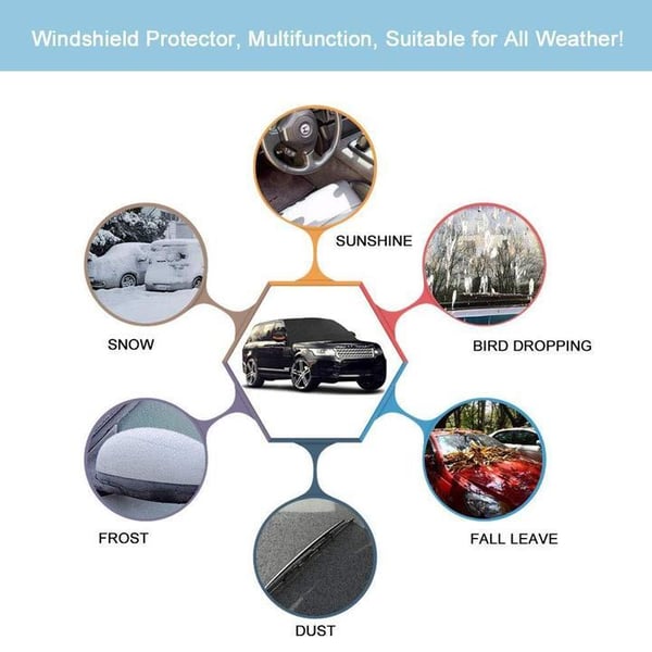 ⏰Windshield Anti-Snow & Anti-Frost Cover with Mirror Protection – Ready-to-Drive in Any Weather!