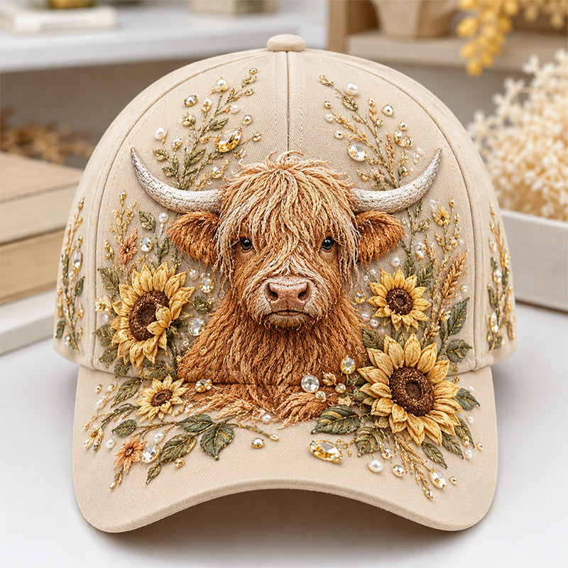 🔥 Last Day 49% OFF – 3D Highland Cow Printed Cap