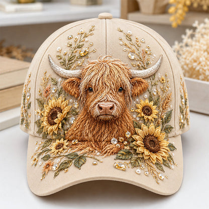 🔥 Last Day 49% OFF – 3D Highland Cow Printed Cap