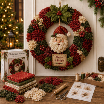 🔥49% Off Last Day - BUY 3 GET 1 FREE🔥🎄 3D Fabric Poke Wreath DIY Kit