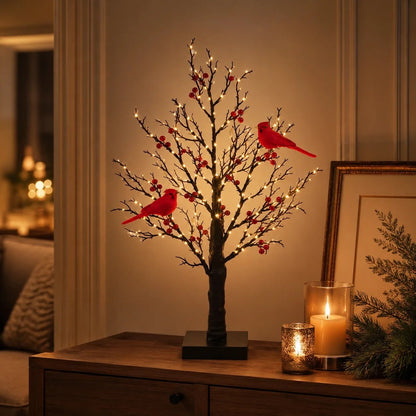 🎉✨ 2026 Vintage Glowing Cardinal Tree