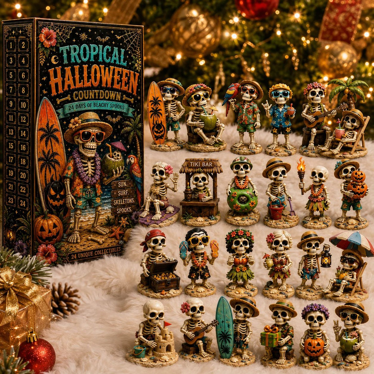 ✨24-Day Christmas Countdown Advent Calendar –Beach Vacation Skeleton Ornament