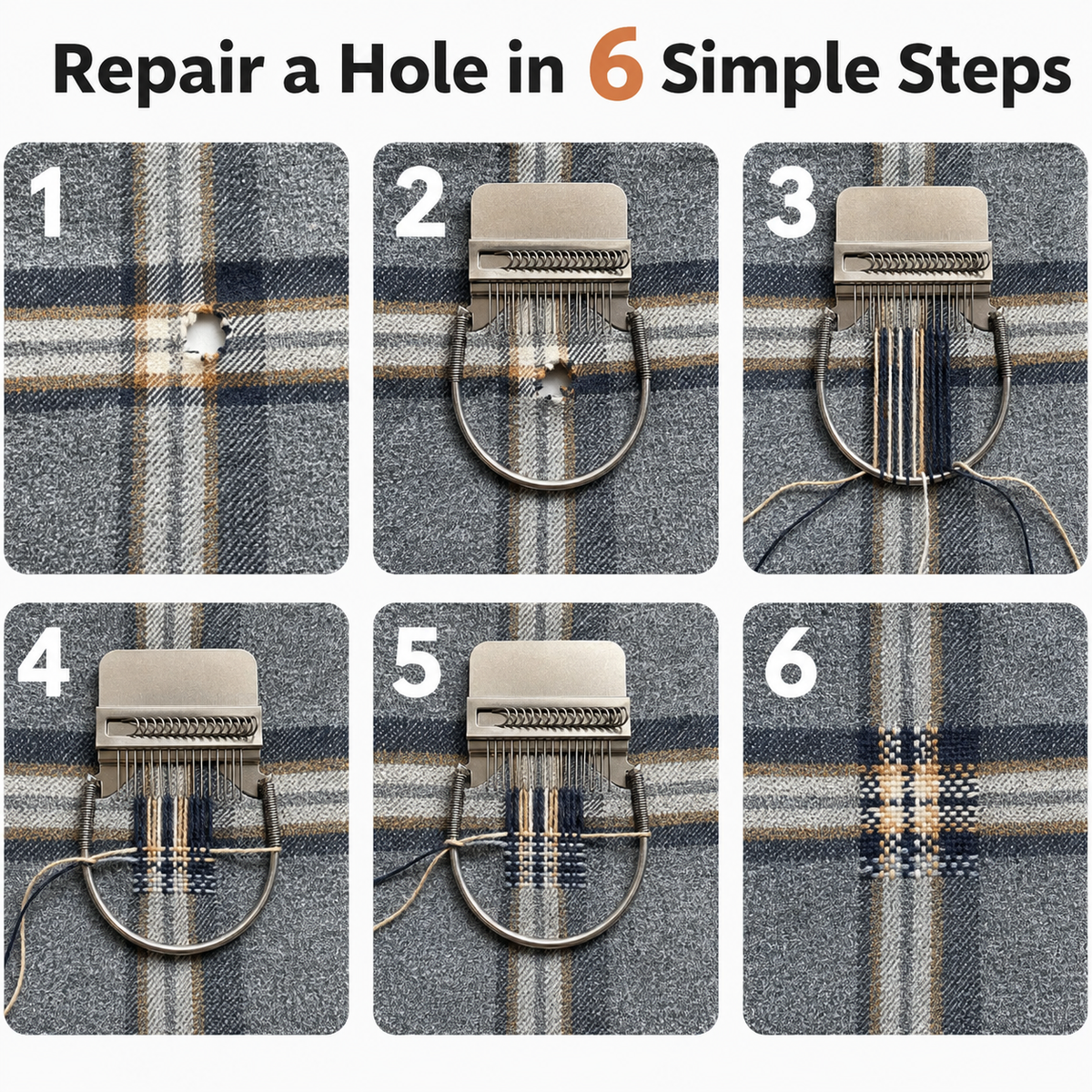 🧶Complete 16-Hook Visible Mending Loom Kit – Repair Sweaters, Socks & Denim