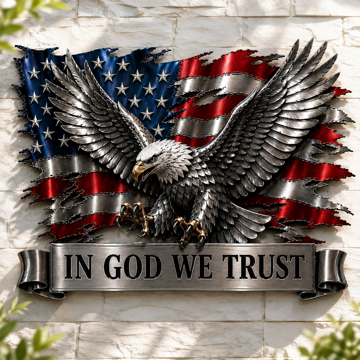 🦅🇺🇸 Faith & Freedom Eagle Flag Wall Art – Patriotic American Home Accent