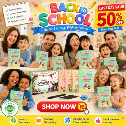 📚 Reusable Kids Handwriting Practice Set – 4 Learning Books with Magic Tracing Pen ✏️✨