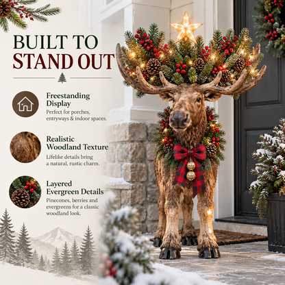 🎄 Woodland Christmas Moose – Lighted Holiday Decor