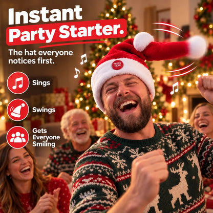 🎅 🤣 Singing & Dancing Santa Hat — Animated Christmas Party Hat(📦Buy 2 Free Shipping)